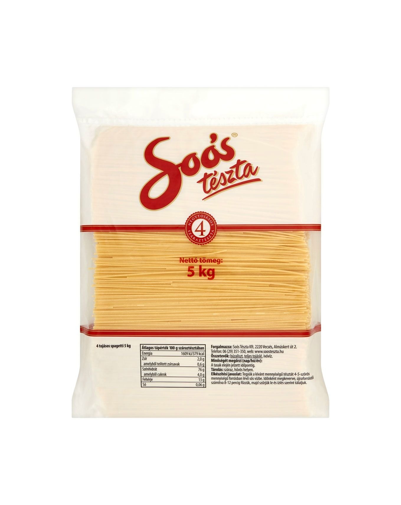 Soós 4 tojásos spagetti tészta 5kg