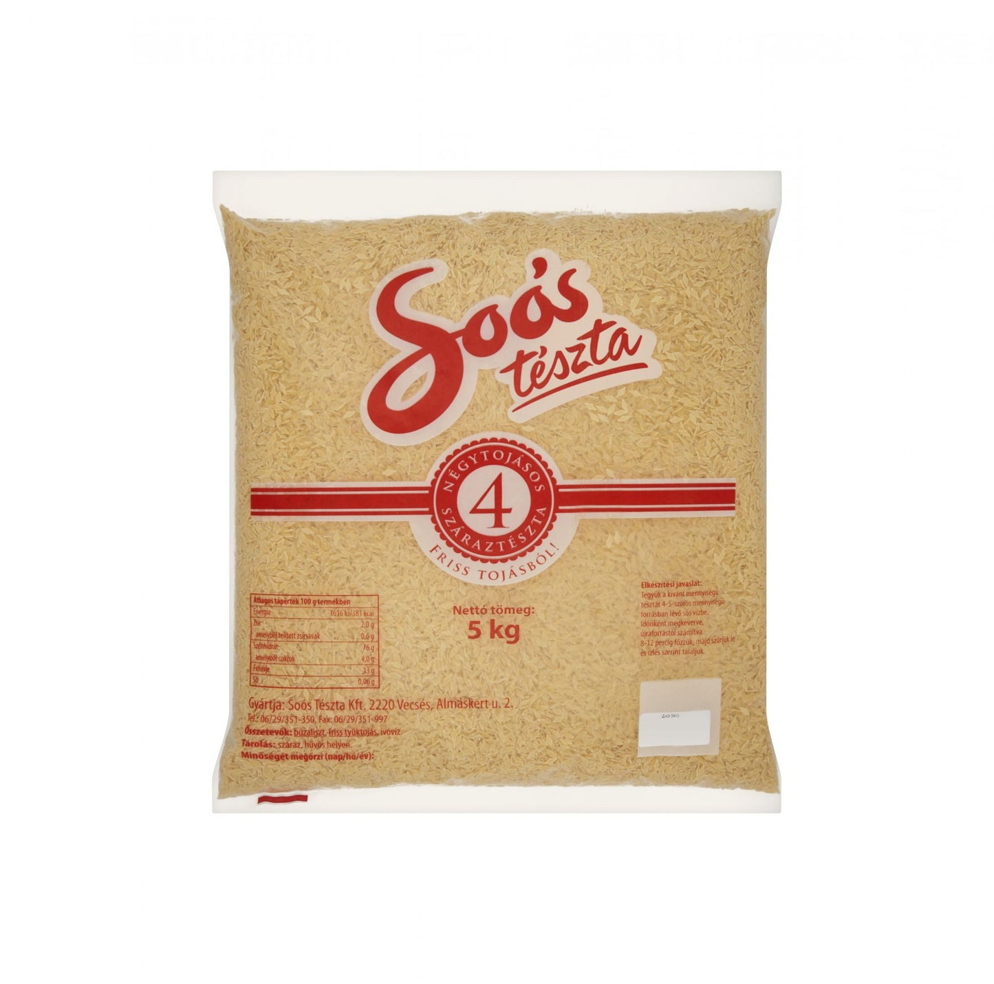Soós zab tészta 4 tojásos 5kg