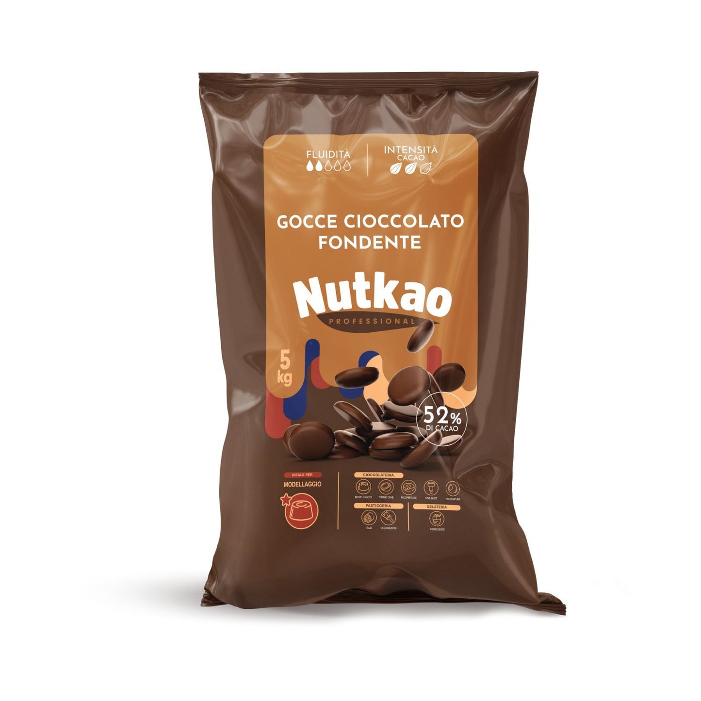 Nutkao csokoládé pasztilla ét 52% 5kg