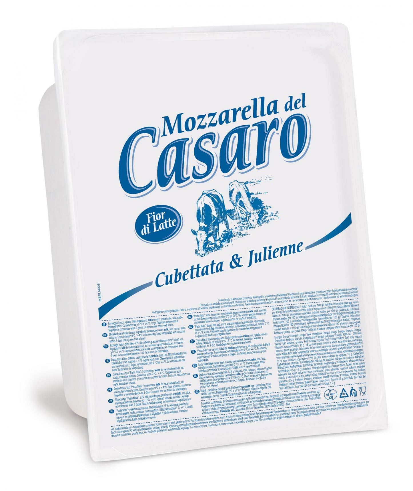Valcolatte fior di latte julienne reszelt mozzarella sajt 2,5kg